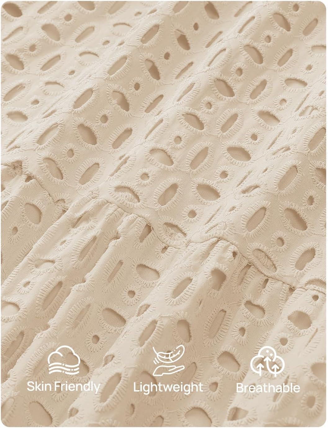 ZESICA Women's 2026 Spring Long Sleeve Maxi Dress V Neck Hollow Out Eyelet A Line Long Flowy Casual Party Dresses - Image 5