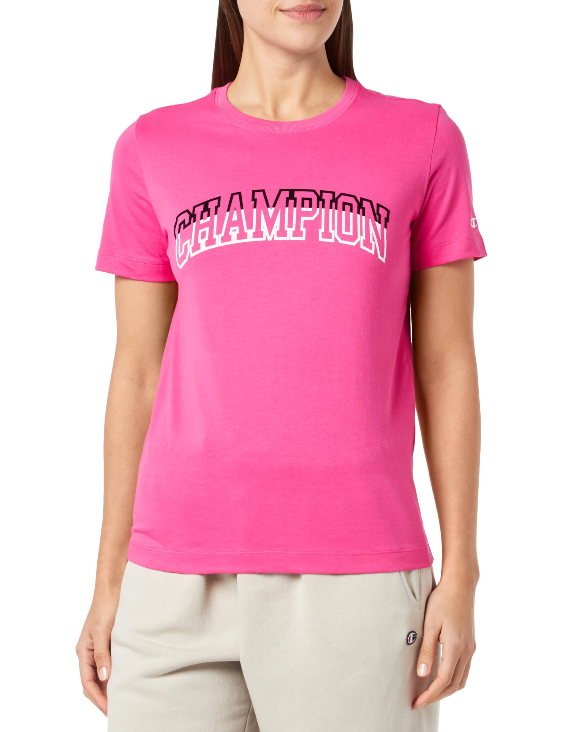 Legacy Color Punch Bisiklet Yaka Yazılı Düz Kesim T-Shirt, Kadın