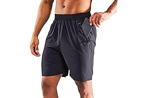 MIER Men's Quick Dry Running Shorts with Zippered Pockets