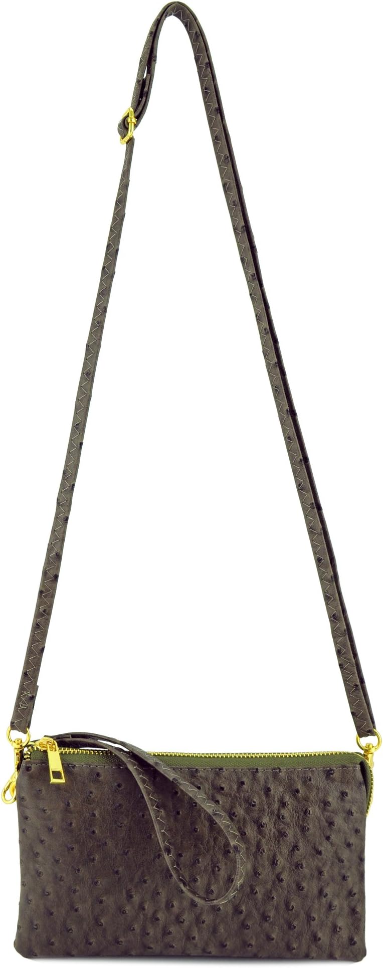 Basic Versatility Clutch Crossbody Bag Ostrich Effect