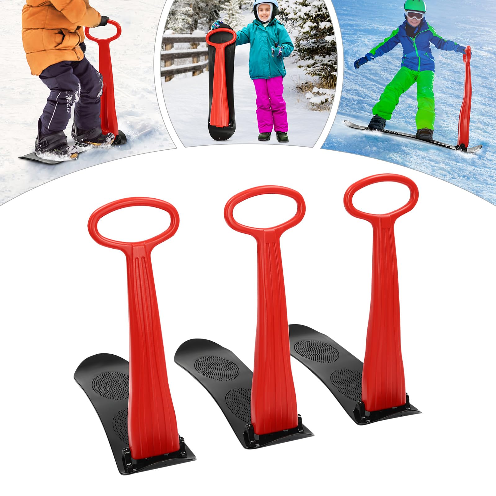 YUNLAIGOTOP Ski Scooter Fold-up Snowboard, Snow Scooter with Handle, Fold up Sliding Sled Scooter, Winter Snow Sled Board, Plastic Sleds for Skiing, Grass Skiing, Sand Skiing (3 Pack)