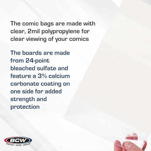 Miniatura 4 de BCW Current - Juego de tableros y bolsas de cómics | 100 bolsas de cómic de polipropileno y tableros de respaldo | Calidad de archivo sin ácidos |