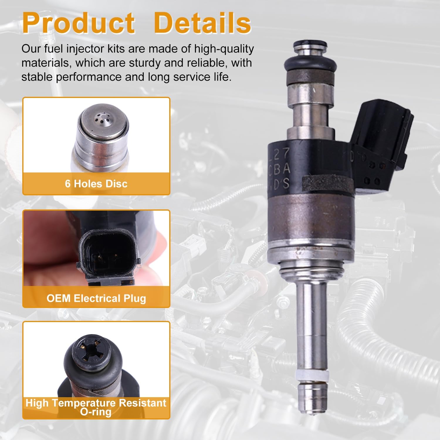 6 Holes Fuel Injectors fit for Honda Accord 2018-2020,CR-V 2017-2020,Civic 2016-2021 L4 1.5L Fuel Injectors Replacement for 06160-5PA-305 1601059B315 Fuel Spray Nozzle