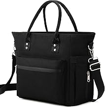 Lunch Bags for Women, Boite a Lunch Femme, Reusable Adult Lunch Box, Large Cooler Bag Insulated, Lunch Tote Bag for Men, Suitable for Work, Family, Picnic, School, Outdoor, Camping, BBQ, Party (Black)