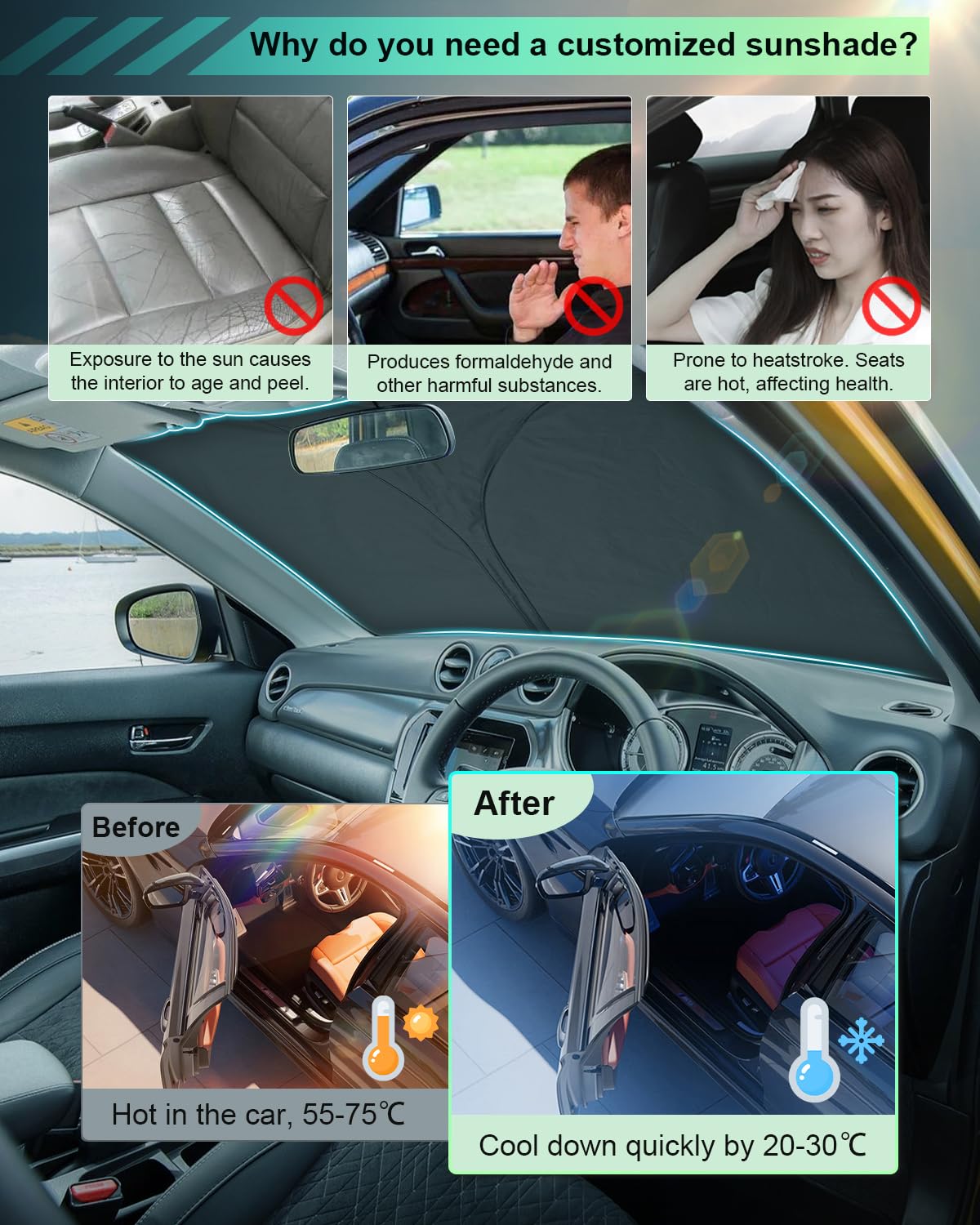 [Upgrade] GAFAT Suzuki Vitara LY iV-4 Hybrid 2016-2025 2026 Parasole, Parabrezza interno, Protezione Solare, Raffreddamento, Protezione UV, Suzuki Vitara Accessori