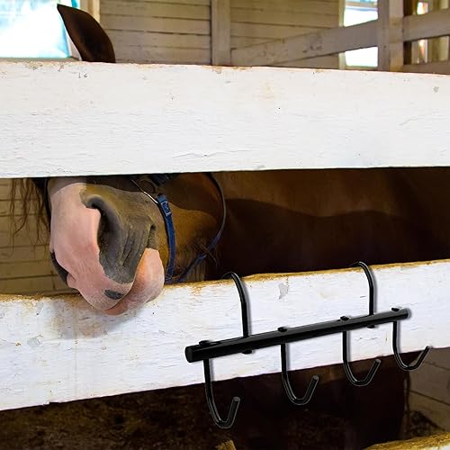 Miniatura 6 de Estante de 4 ganchos para bridas de caballo con ganchos giratorios, ganchos para bridas de caballo, organizador portátil de metal para accesorios de