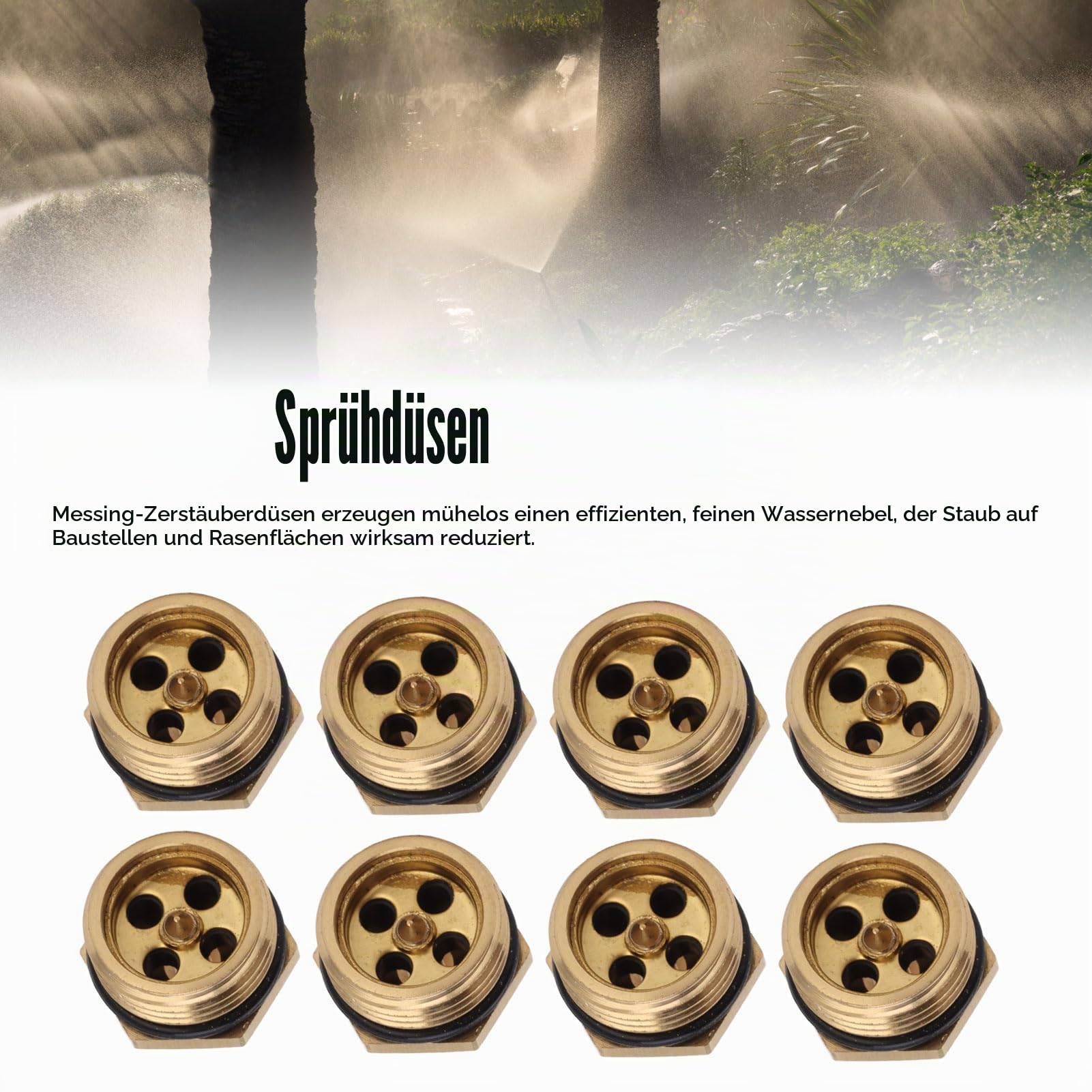 20 Stück Messing Nebeldüsen, Messingdüse, Verstellbare Nebeldüsen Sprinkler, Kühlsystem Nebeldüsen Ersatzköpfe Gewindebeschlag Sprühkopf für Terrassen Rasenlandschaft, Staubkontrolle, Außenkühlsystem