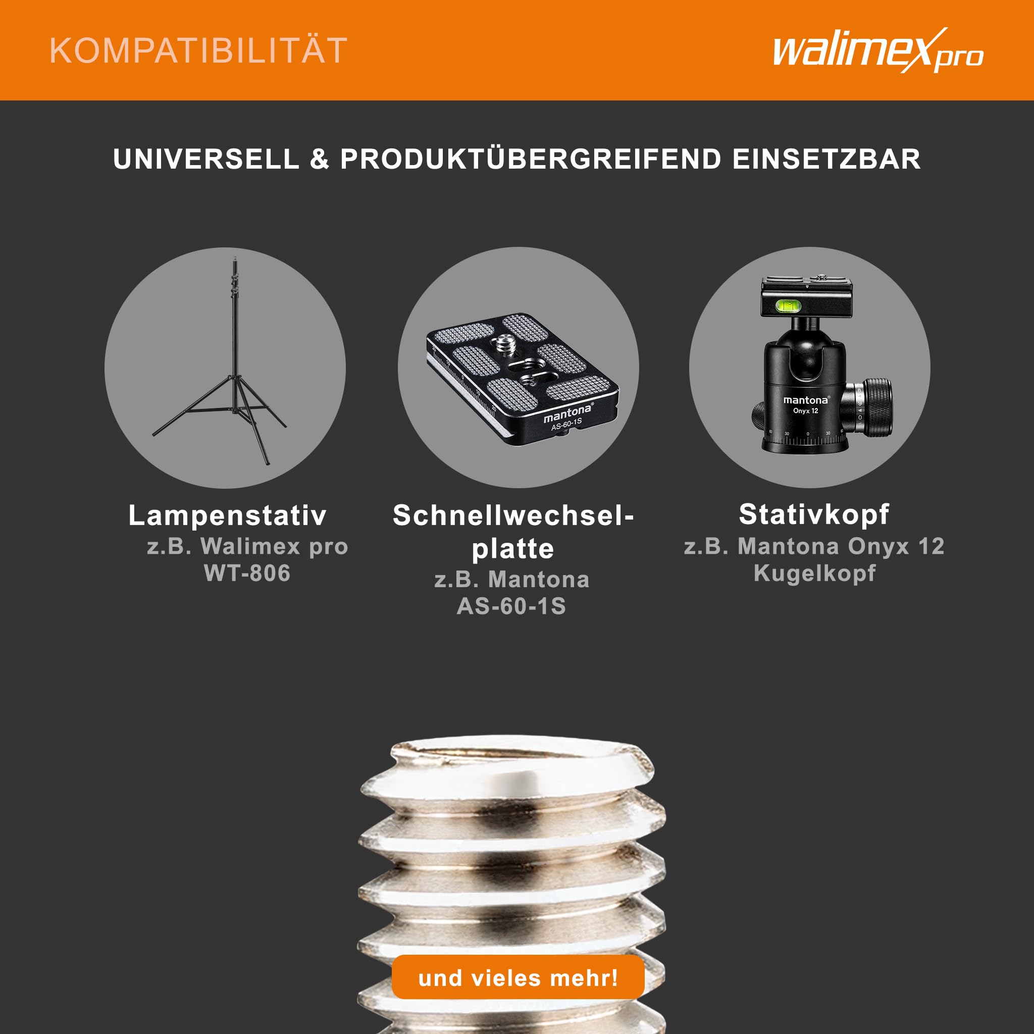 Walimex adapter gwintowany 1/4 cala na 3/8 cala