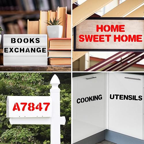 Miniatura 3 de Plantillas de letras y números de 2 pulgadas, 36 plantillas de pintura en aerosol de plástico reutilizables para pintar en madera, pared, tela,