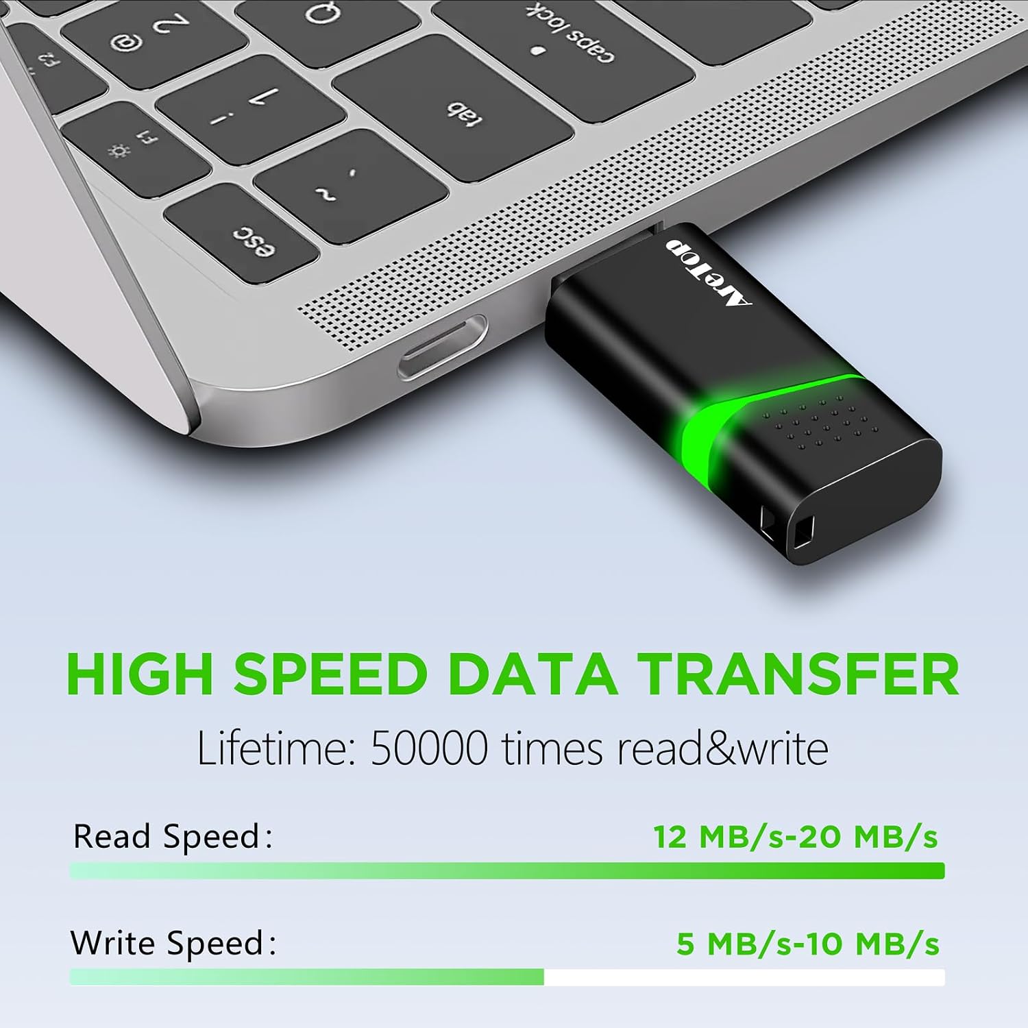 2GB Flash Drive with Type C Adapter, AreTop Retractable USB 2.0 Thumb Drive image 3