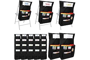20 Black Small-Sized Seat Sacks with Name Tags for Comfortable Organization in Schools and Homes