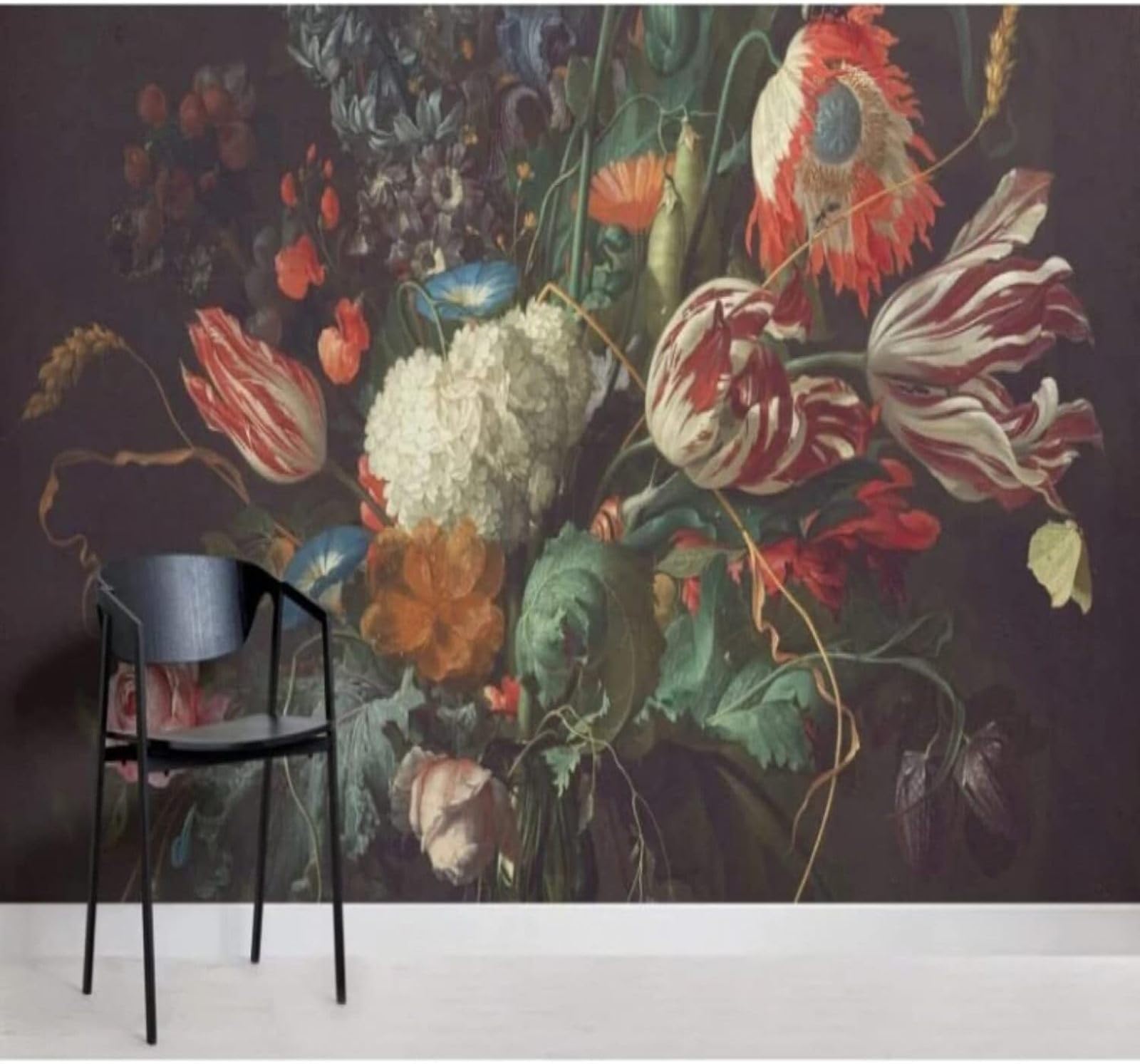 XLMING Simple Three Dimensional Beautiful Dark Flowers 3D Wallpaper Luxury Home Dining Decor Paste Sofa Living Room The Wall for Bedroom Mural-350cm×256cm