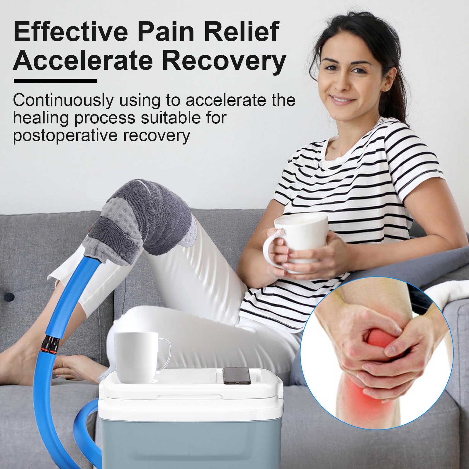 Cryo Cuff - Máquina de terapia de frío de rodilla, máquina de terapia de hielo para rodilla después de la cirugía, kit de congelación de crioterapia con bomba silenciosa para lesiones deportivas