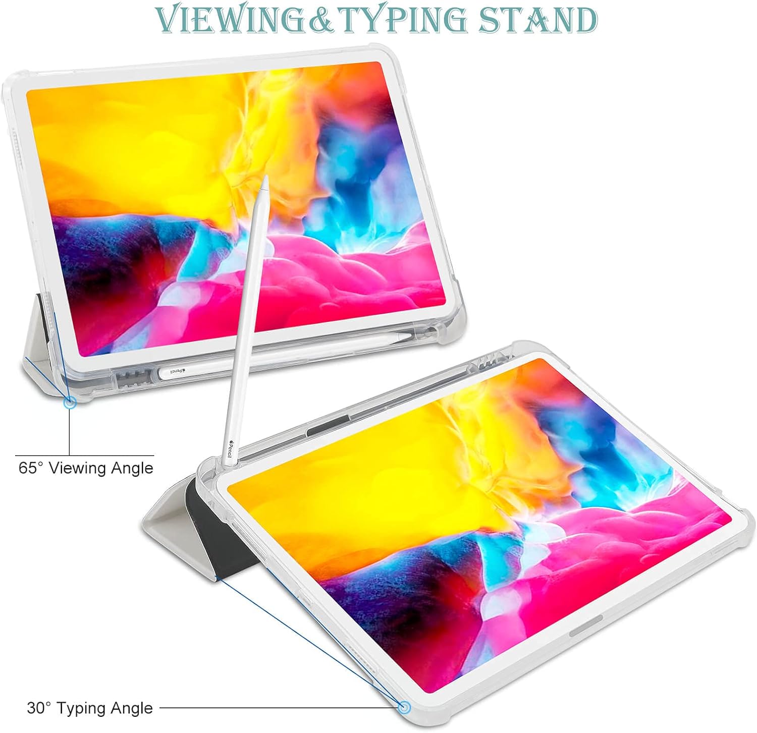Drawn Music Signs Case for iPad Pro 2020/2021 11 Inch Case iPad 2020 10.2in Case Air 4/5 10.9in Case with Pencil Holder Auto Wake/Sleep