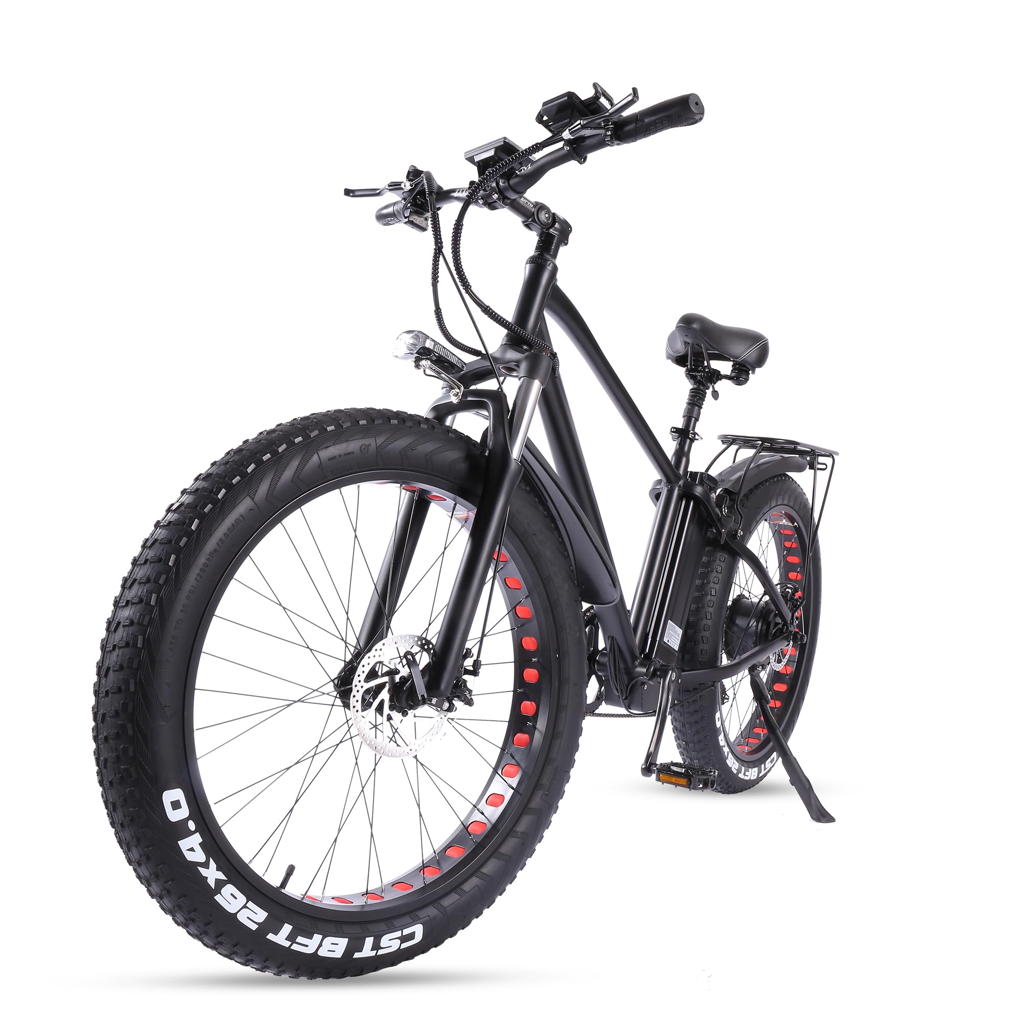 Vélo électrique VTT Homme Adulte 26 Pouces 21Ah Batterie Lithium Shimano 7 Vitesses Fat Bike Noir XL