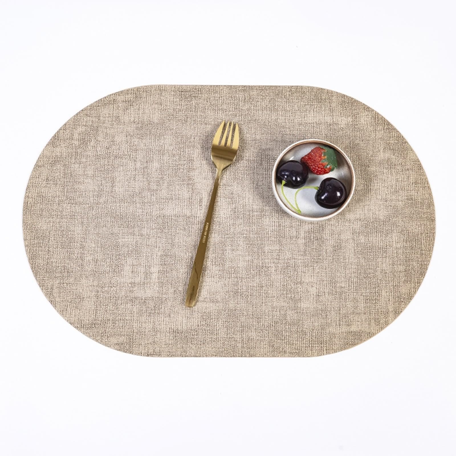 Platzdeckchen Cafe 4er Set, Tischsets Platzsets Boho 30x45cm Gewebtes Muster PU Leder Beige Kaffee