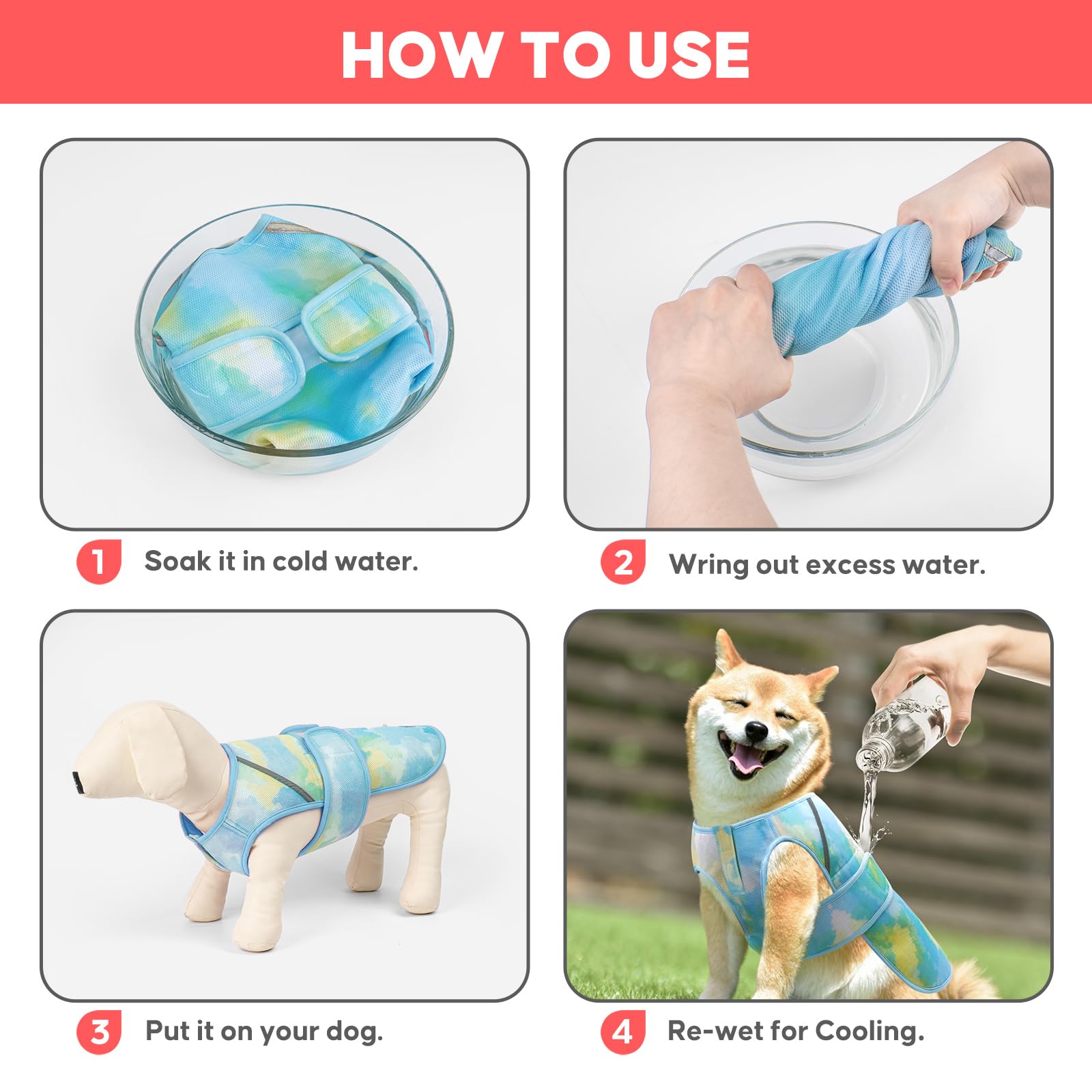 KYEESE Kühlweste für Hunde, leicht, 3D, atmungsaktives Netzgewebe, Kühl-Shirts mit reflektierenden Streifen, UV-Schutz, Hunde-T-Shirt für Strand, Wandern, Spazierengehen (Blau, L)