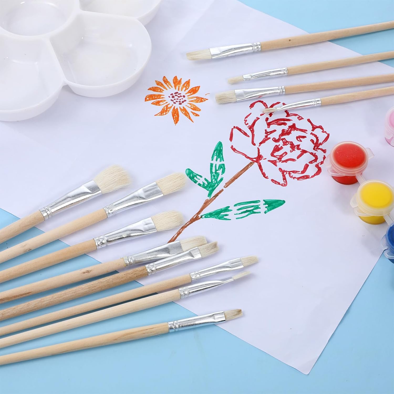 12pcs Pottery Glazing Brushes Mop Brush for Acrylic Painting Blending Paint Ceramic Brush Set Soft Bristle Glaze Brushes for Ceramics Pottery Glazing Creation Art Painting