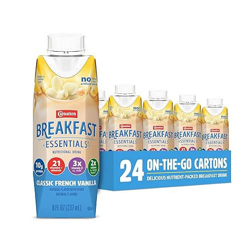 Carnation Breakfast Essentials Ready-to-Drink, Classic French Vanilla, 8 FL OZ Carton (Pack of 24) - Classic French Vanilla - 8 Fl Oz (Pack of 24)