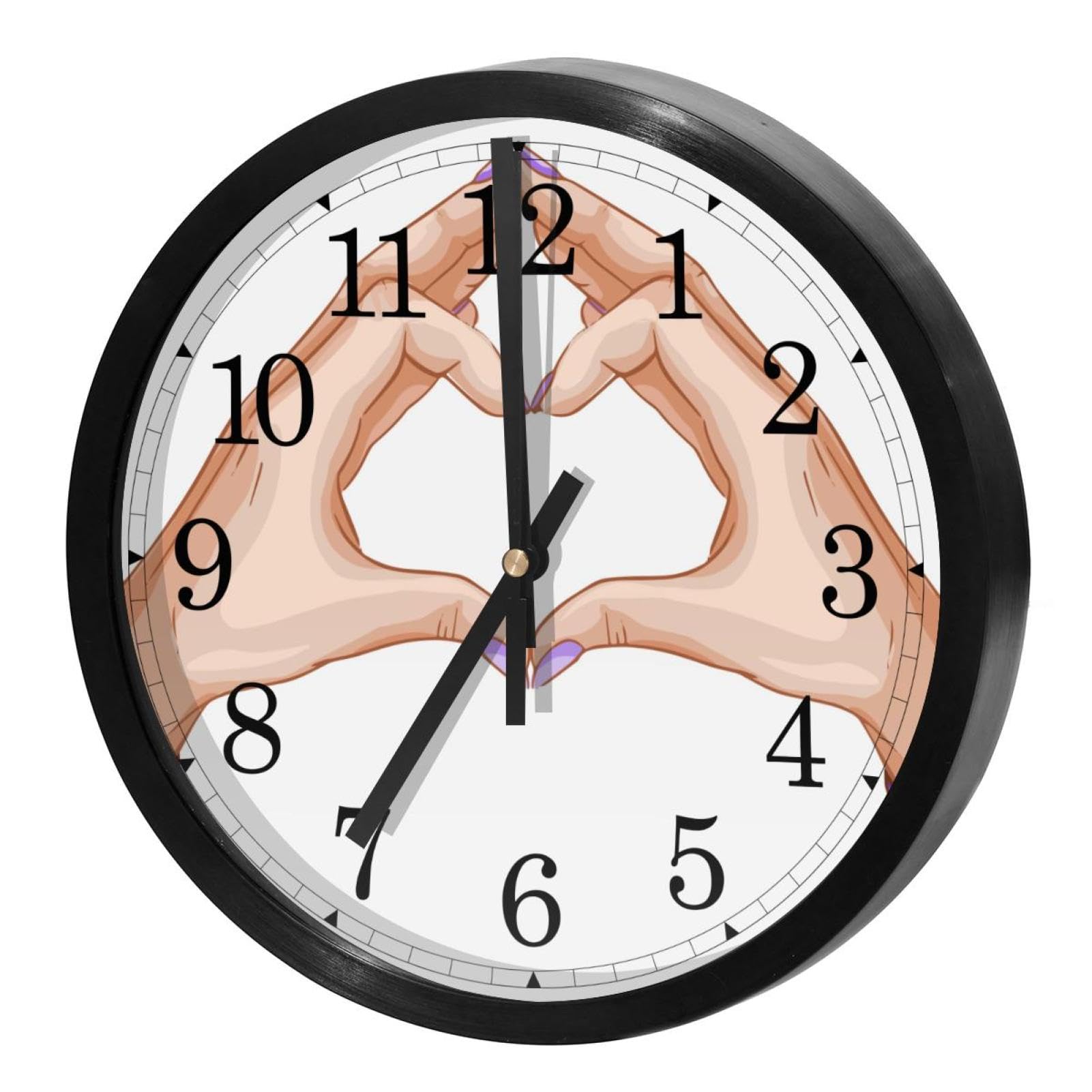Horloge murale ronde pour maison et cuisine au design cœur romantique