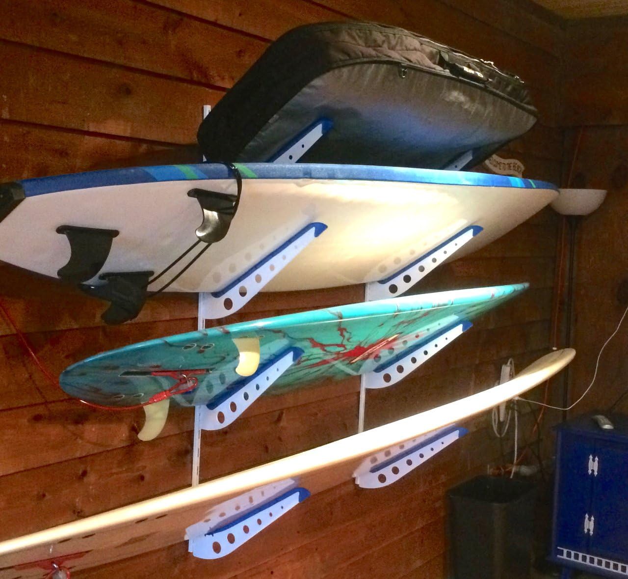 StoreYourBoard Adjustable Surfboard Storage Rack, 4 Board Wall Mount Display