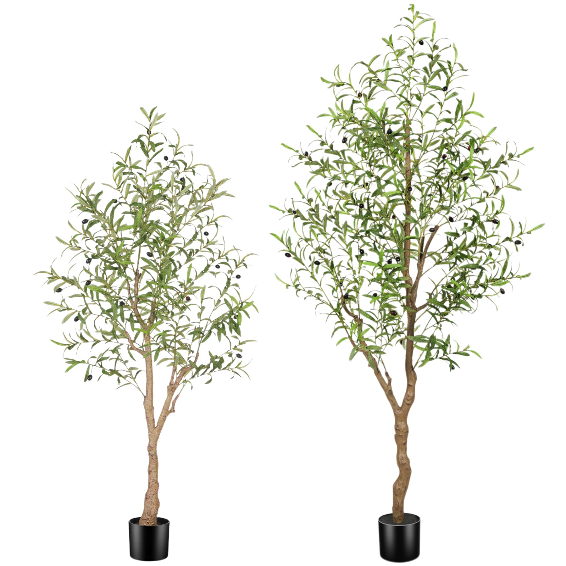 FEELEAD Lot Oliviers Artificiels 150cm+180cm Arbres Faux en Pot Déco Maison