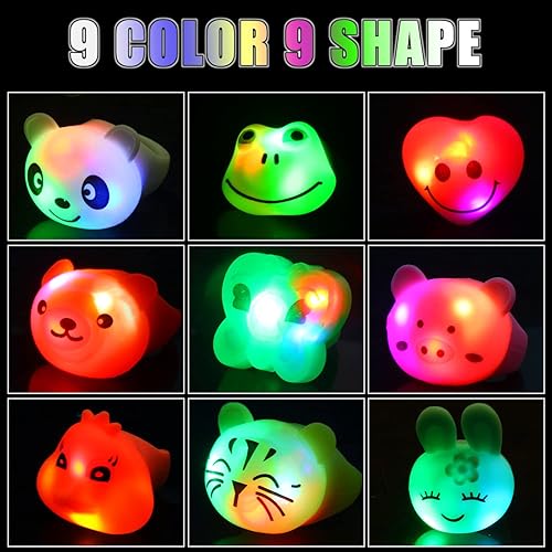 Miniatura 10 de CCINEE 24 anillos iluminados intermitentes coloridos LED de goma con baches que brillan en la oscuridad, juguetes de dedo para suministros de