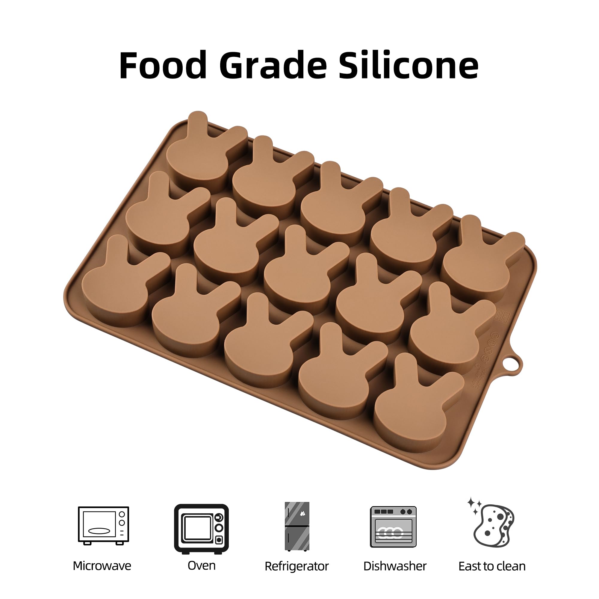 BFJ Easter Bunny Moulds 2pcs Silicone Chocolate Mould Rabbit Shape Easter Candy Mold 15 Cavity for Resin Soap Ice Cube Gummy Cupcake Decoration - Image 4
