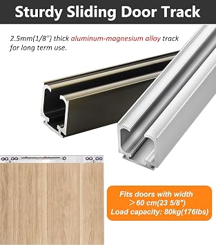Soft Close Sliding Barn Door Hardware Kit 5.6ft Ceiling Mount Track System for Garage & Pocket Doors Easy Install with Smooth Rolling Mechanism