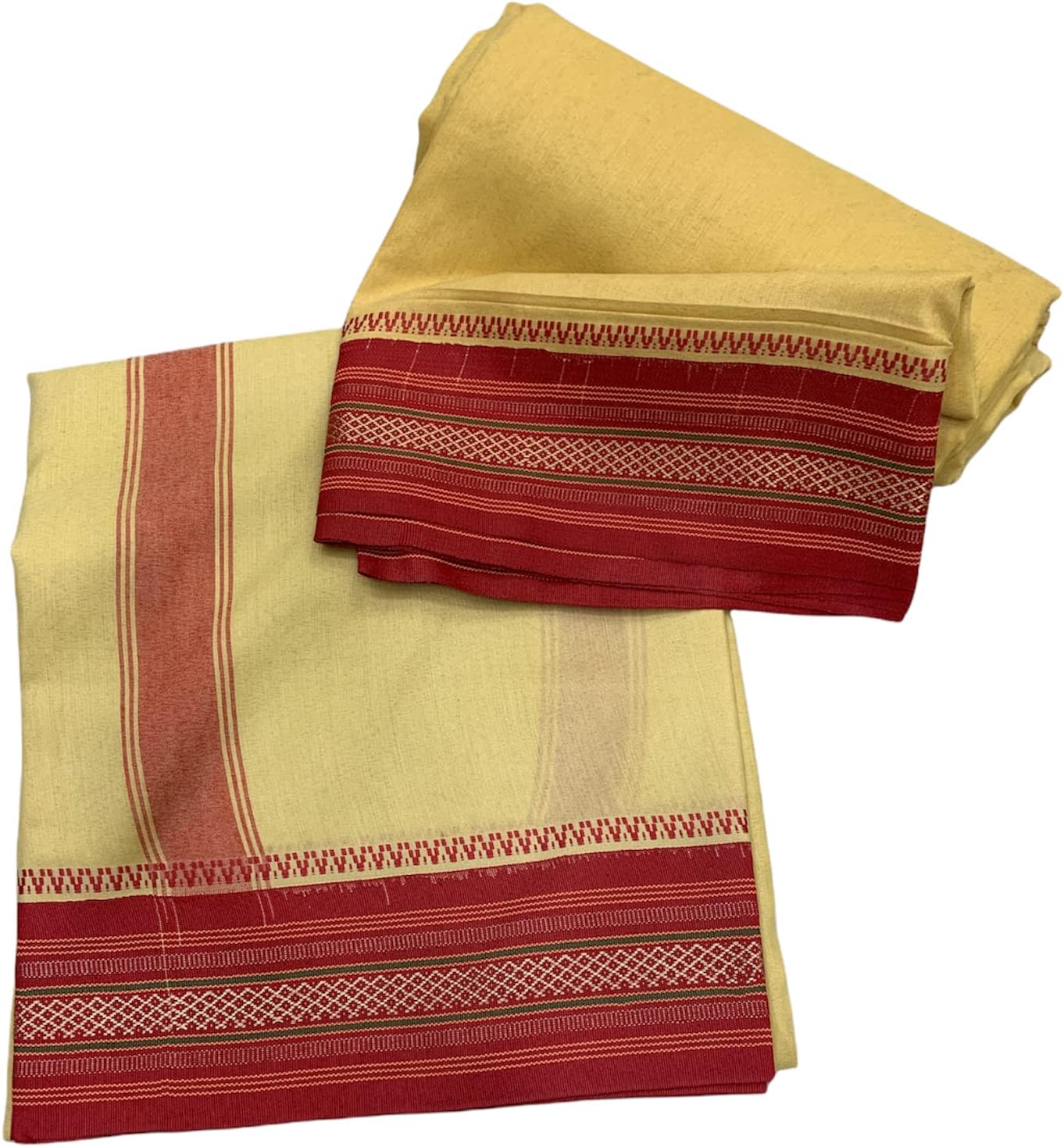 Rameshwaram FabricsMen's Dhoti Towel Set (Dhoti_Angavastram_Set) Color : Dark Sandal, 10X6