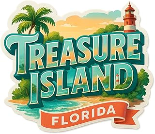Treasure Island Florida Souvenir Fridge Magnet – 3x3 Inch Die-Cut Matte Finish Travel Magnet – Collectible Vacation Keepsake for Visitors & Residents