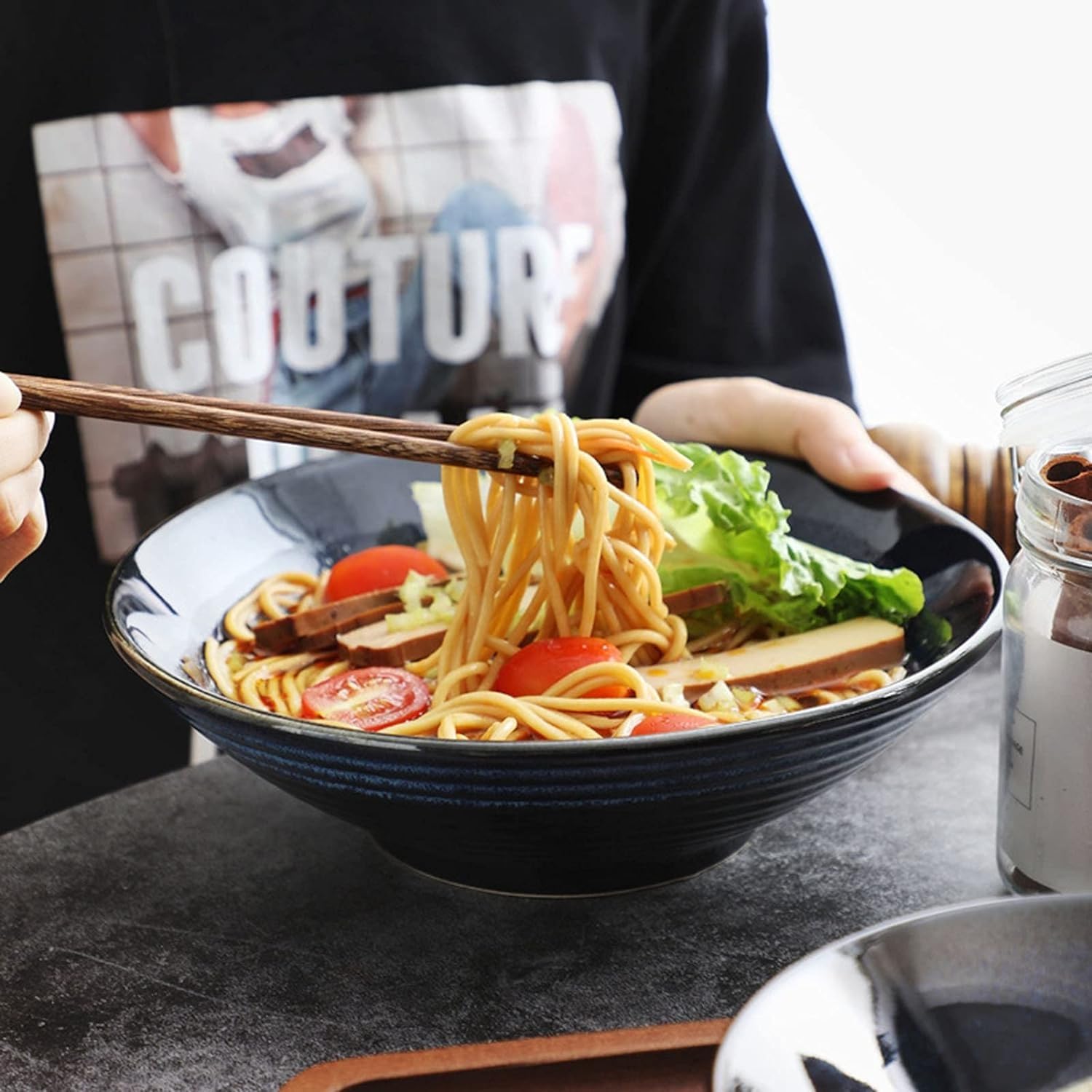 Set Di 4 Ciotole Per Ramen Yun Tao In Ceramica - 35 Once, Stile Giapponese Per Zuppe E Noodle - Foto 9