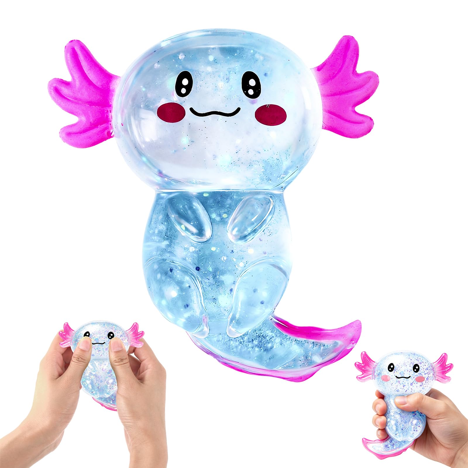 Axolotl Squishy Stress Relief Toys, Cute Fidget Toys Squishies - Soft Axolotl Squeeze Sensory Toy for Kids Youth Adults, Sugar Squishies Handheld Stress Ball for Anxiety Relief Focus