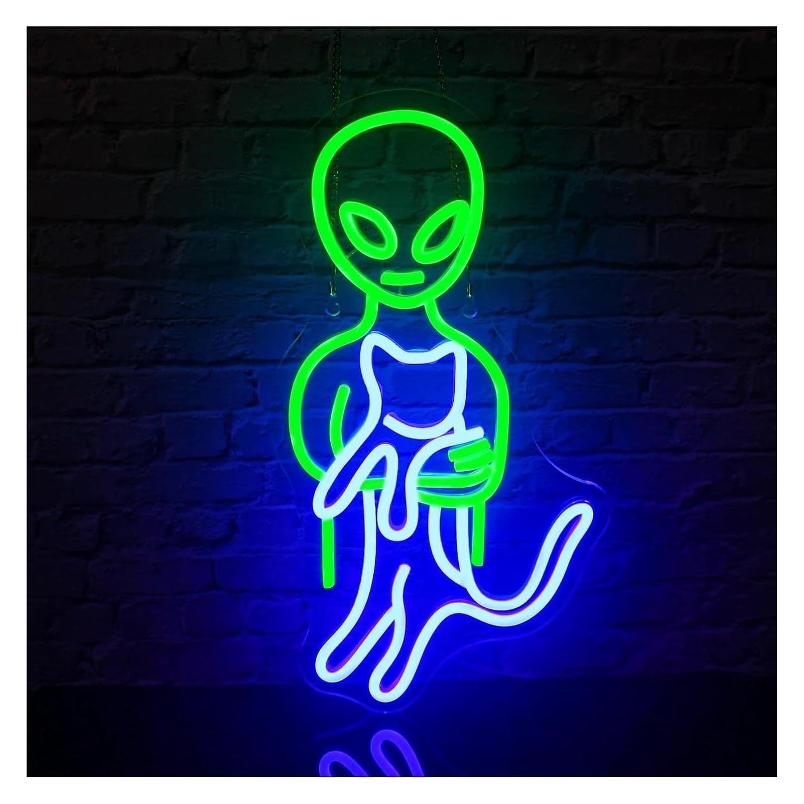 Néon chat drôle pour mur sombre | Solution déco lumineuse 42x22 - 5
