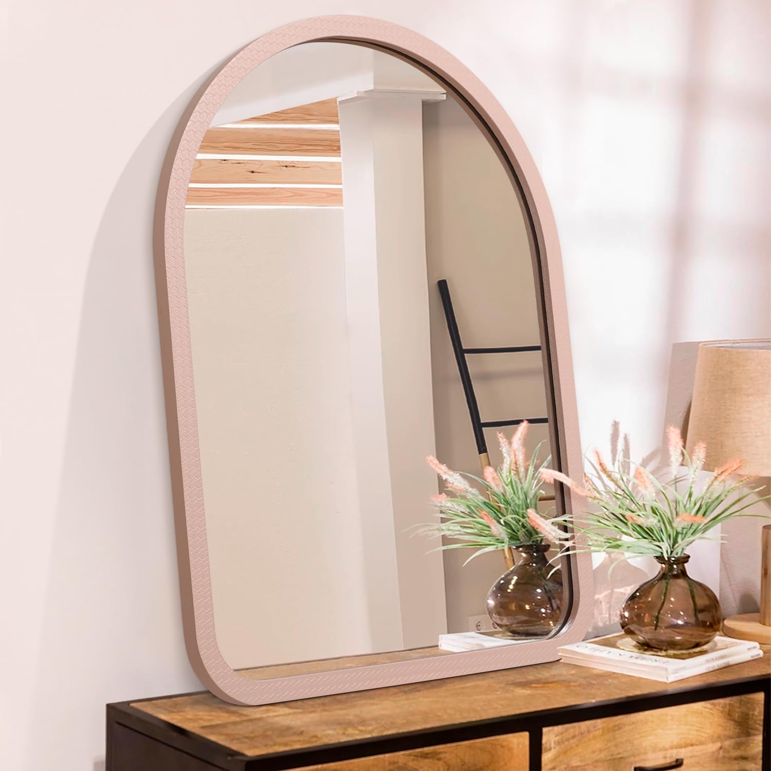 Amazon.co.jp: 木製フレームミラーアーチ素朴なウォールミラーファーム