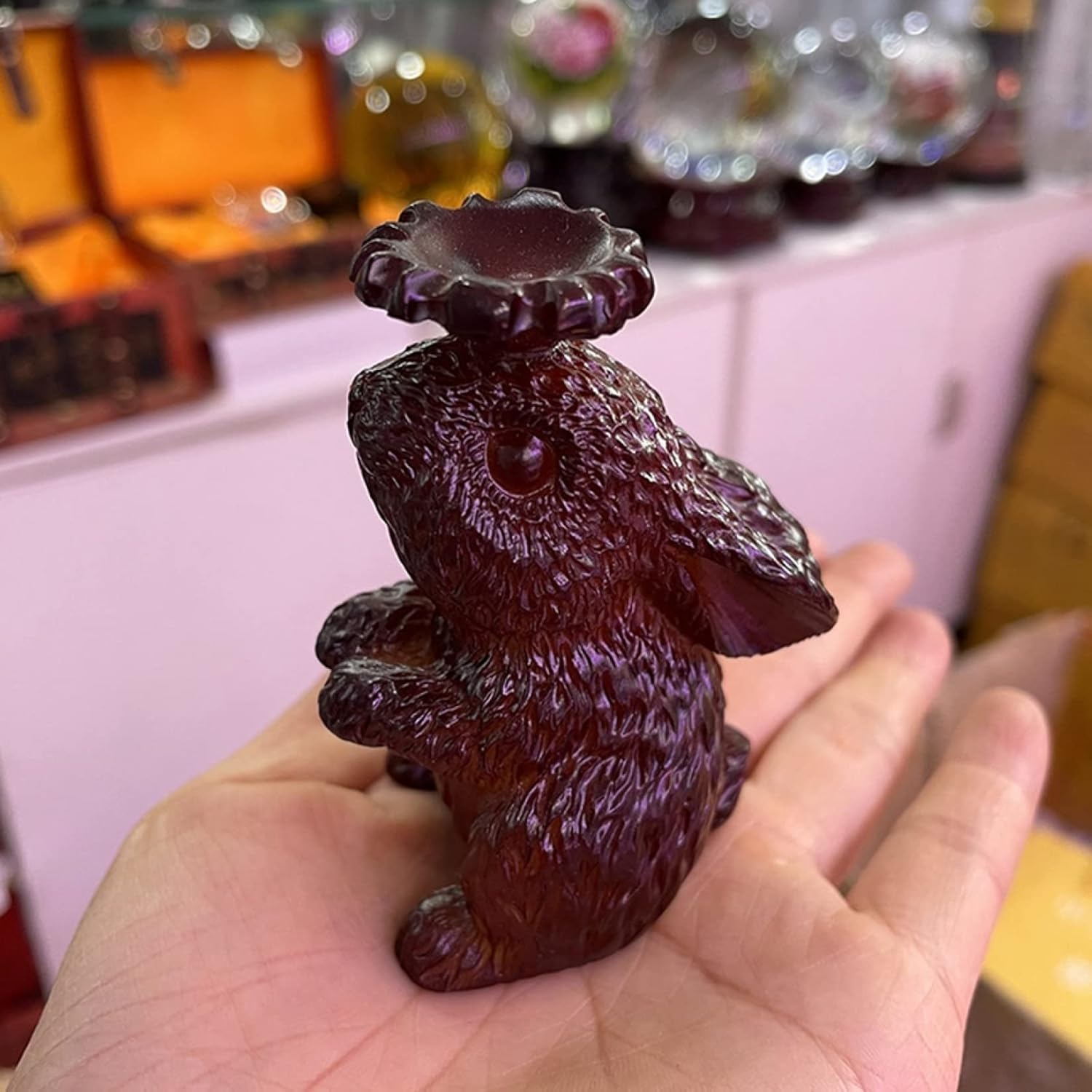 ボールベース ディスプレイ スフィア スタンド ガラス ボール ホルダー 樹脂 ウサギ オーナメント 写真 小道具 ホームデコレーシ