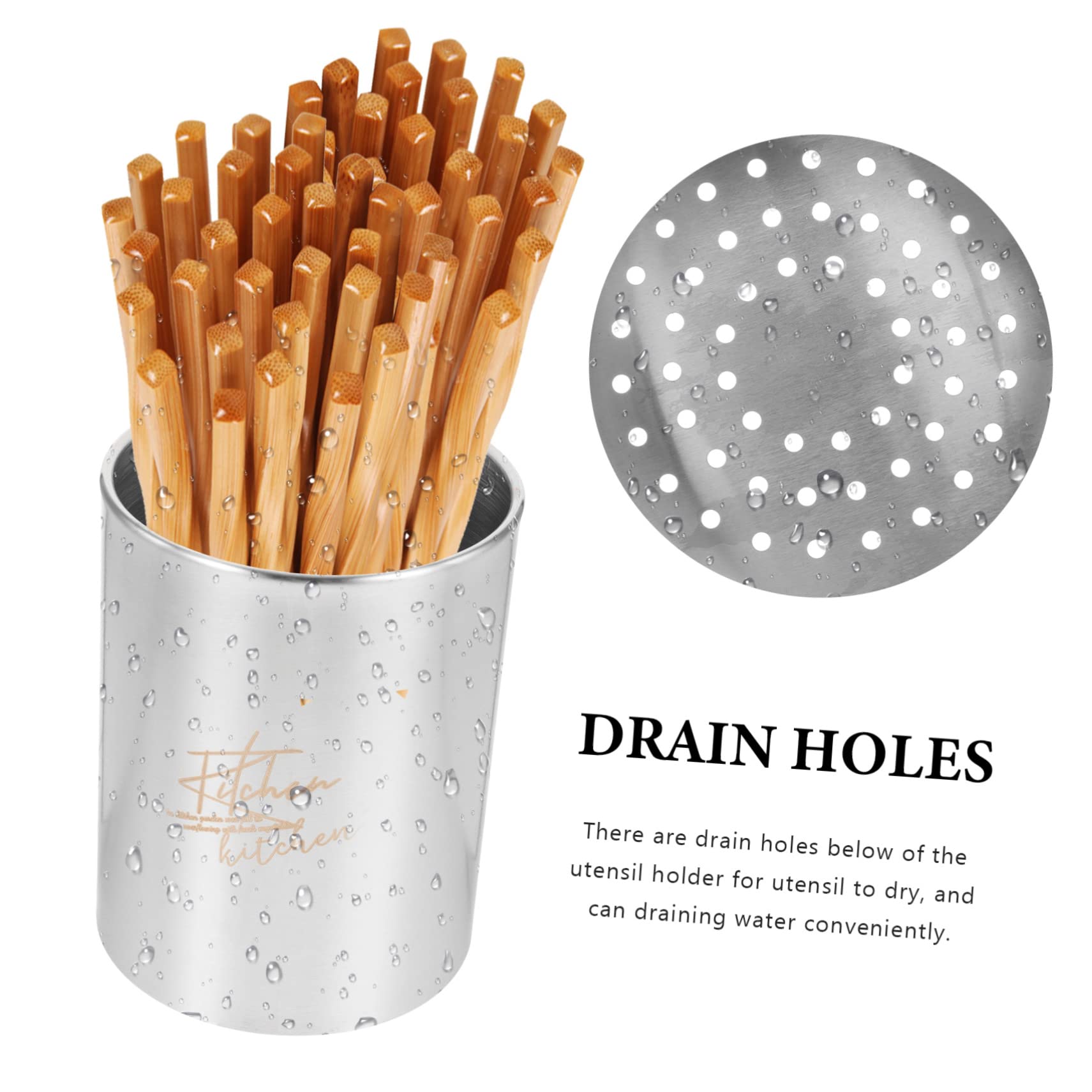 OFFSCH Stainless Steel Chopsticks Holder with Drain Modern Cutlery Storage for Kitchen Utensils Includes Coffee Spoon Holder and Stylish Kitchen Organizer