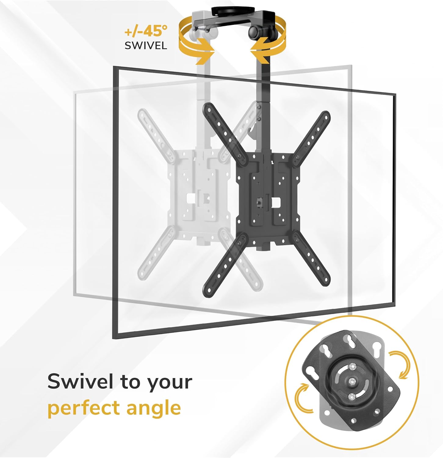 Mount-It! Fold-Up Ceiling TV Mount for 23–55 Inch TVs with Longer Arm, Space-Saving Flip Down Bracket for Flat & Slanted Ceilings, Retractable Tilt & Swivel Mount, VESA up to 400x400, 44 lbs Capacity