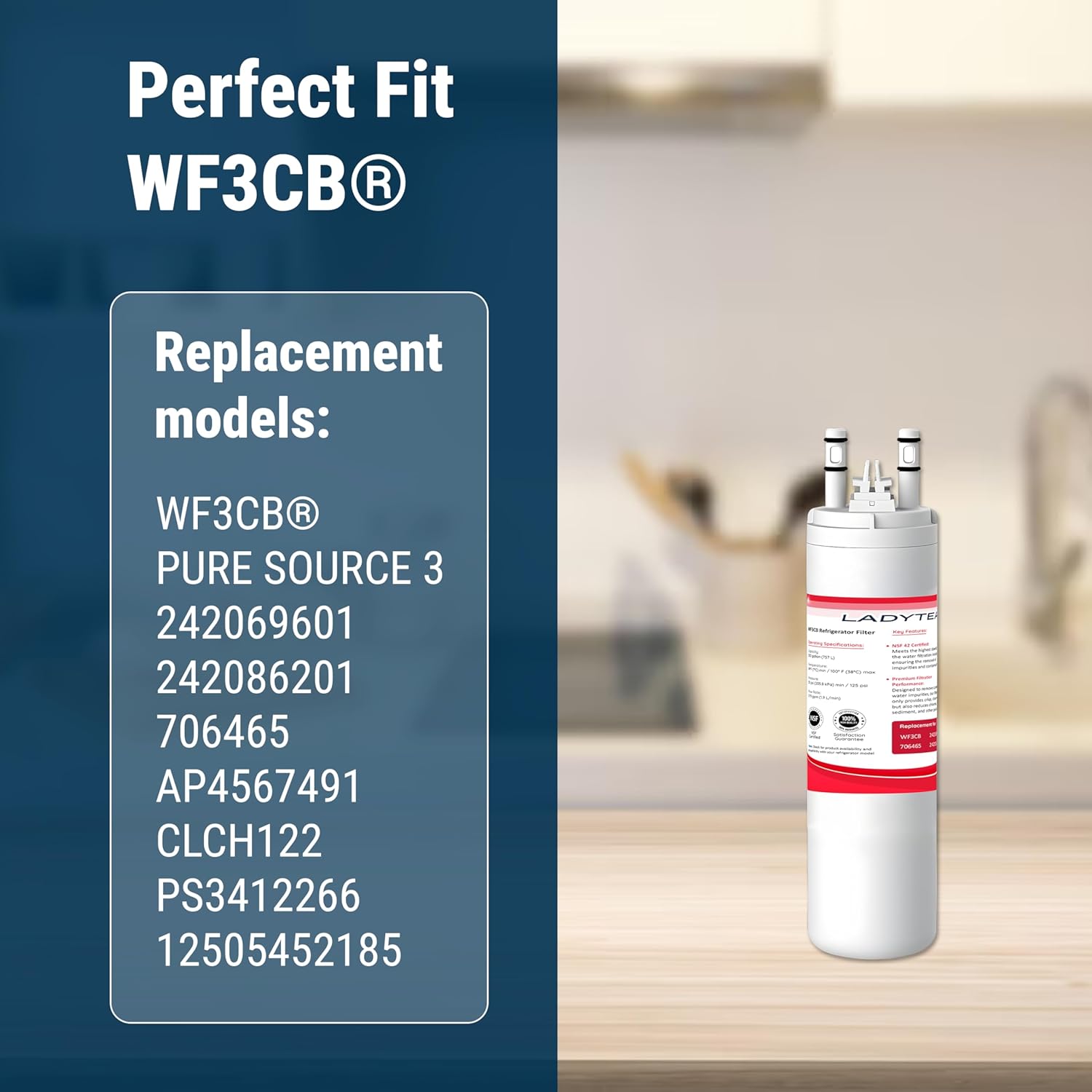 Filter Relacement Compatible With Frigidaire WF3CB, Pure Source 3, WF425, 706465, 242069601, 242086201, 242017800, Height 9 inches (2 Pack)