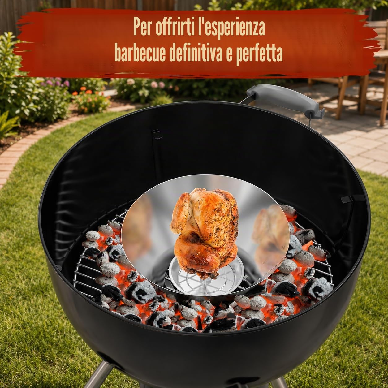 Denmay BBQ Whirlpool per Weber Kettle Grills, Weber Smokey Mountain, XL (x-large) Big Green Egg, Kamado e altri 57 cm e più grandi griglie a carbone, BBQ Kettle Grill, Accessori per griglia a carbone