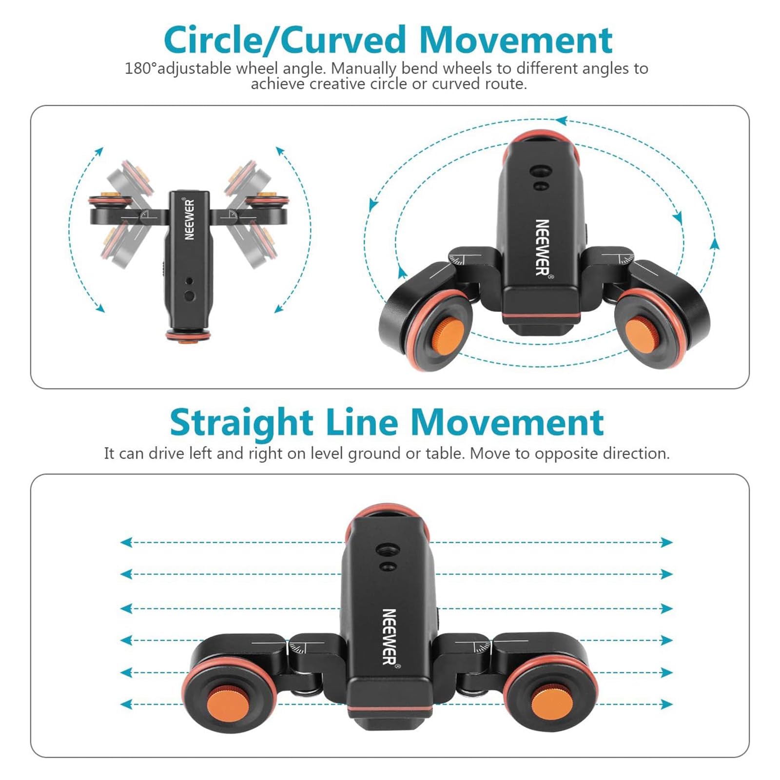 Neewer 3-Wheels Wirelesss Camera Video Auto Dolly'Motorized