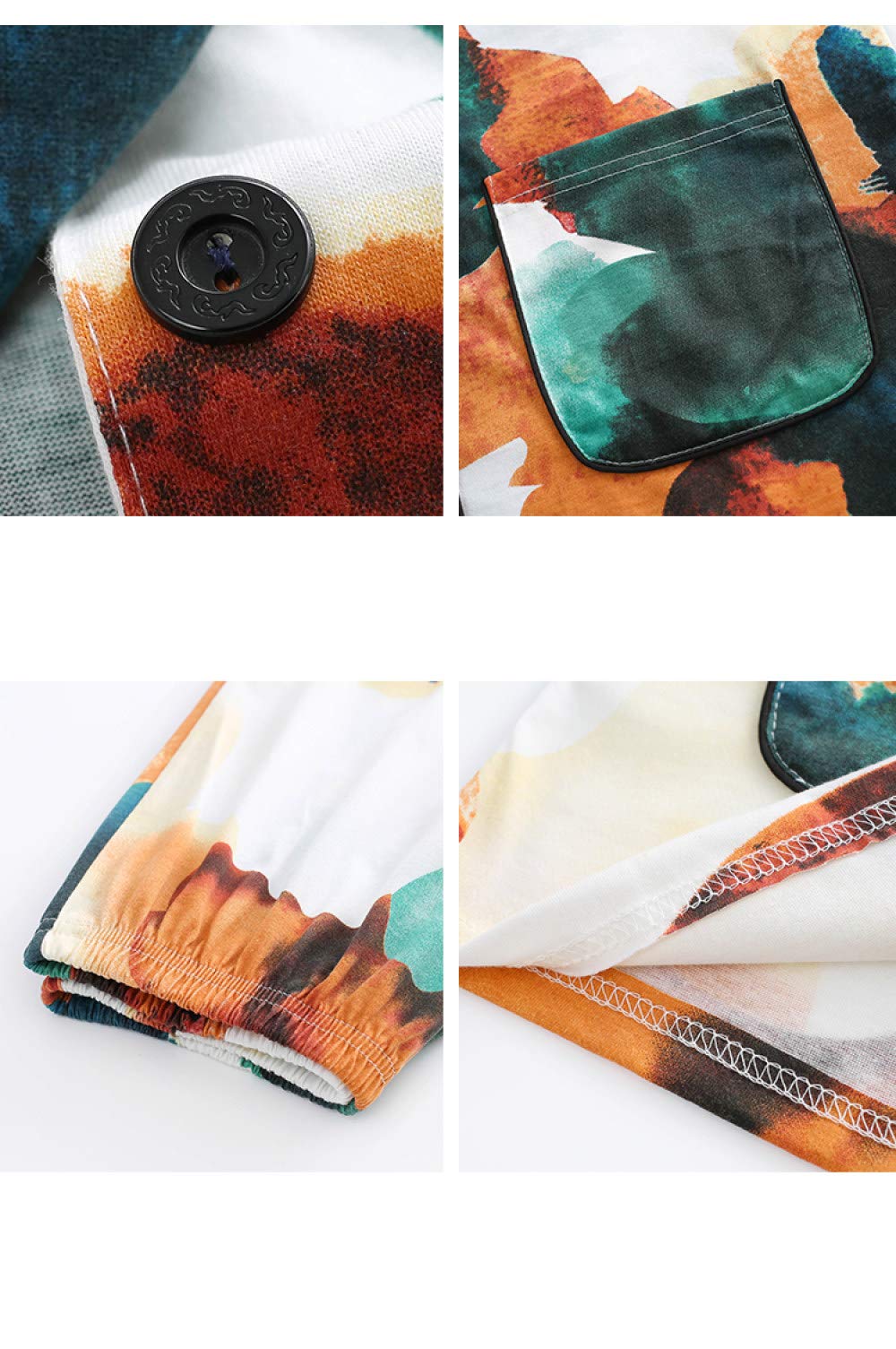 Conjunto De Pijamas De Mujer,Otoño Invierno Conjunto De Pijama De Algodón Con Bolsillos Ropa De Dormir Conjuntos De Salón Coloridos Tops De Manga Larga Y Bottom Pjs Set Nightwear Loungewear,Azul,Xl