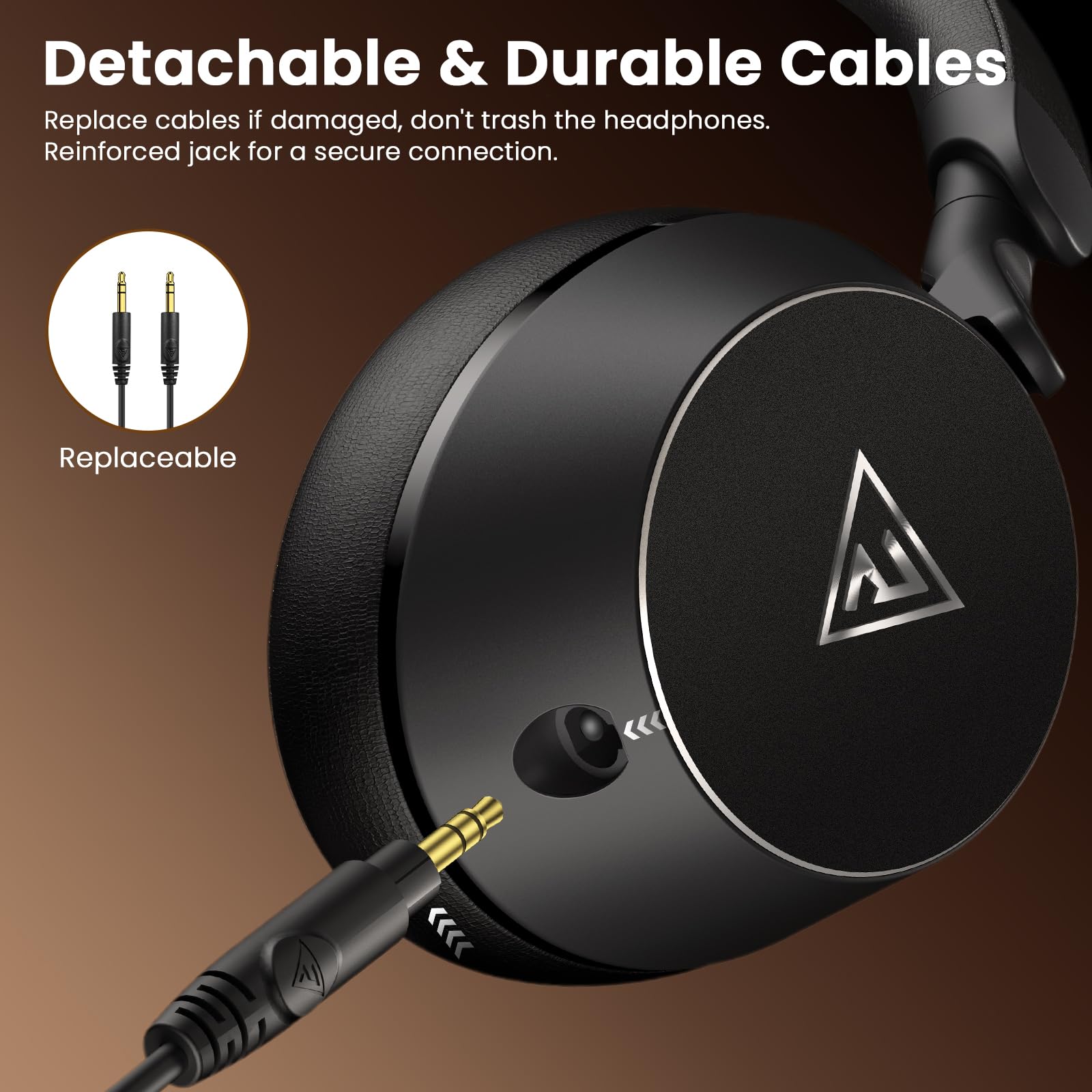 DOQAUS Casque DJ professionnel filaire pour enregistrement de musique et mixage de musique 50 mm Casque stéréo avec double prise jack pour guitare électrique, clavier, piano et ordinateur portable