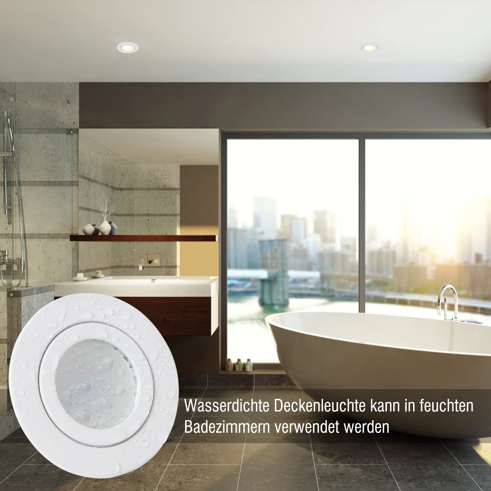 HCFEI | Faretto da incasso a LED Bianco 5W | 35mm di profondità d'incasso | Ø60mm di diametro del foro | Faretto regolabile per soggiorno, bagno | 230V | IP44 | Bianco neutro 4000K | SET 3