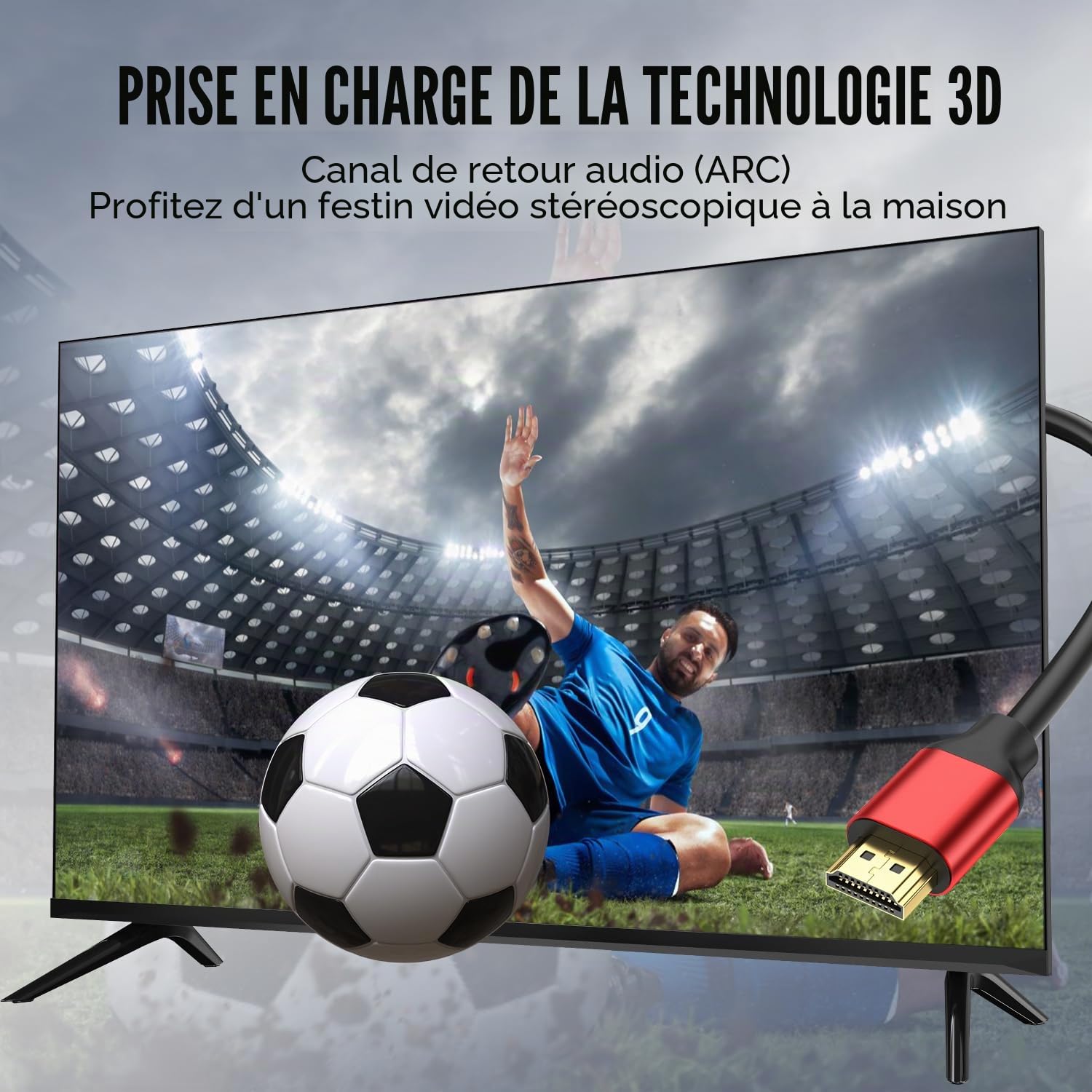 4K câble Hdmi 25M, câble Hdmi 2.0 haute vitesse 4K@60Hz 2K@120Hz, connecteur plaqué or 3D ARC HDCP 2.2 et 2.3 pour HDTV/Blu Ray lecture/projecteurs/ordinateurs portables /PS4/PS5 (Rouge)