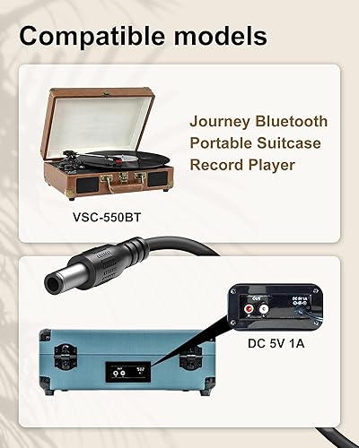 Miniatura 3 de for 5V AC/DC Adapter for Victrola Journey Portable Suitcase Record Player VSC-550BT - Compatible with FJ-SW0501500DU - 5.9FT Power Cord Replacement