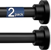 ENJOYBASICS 2-Pack Tension Shower Curtain Rods 32-66 Inches Adjustable Matte Black Stainless Steel No Drill for Bathroom Window Closet