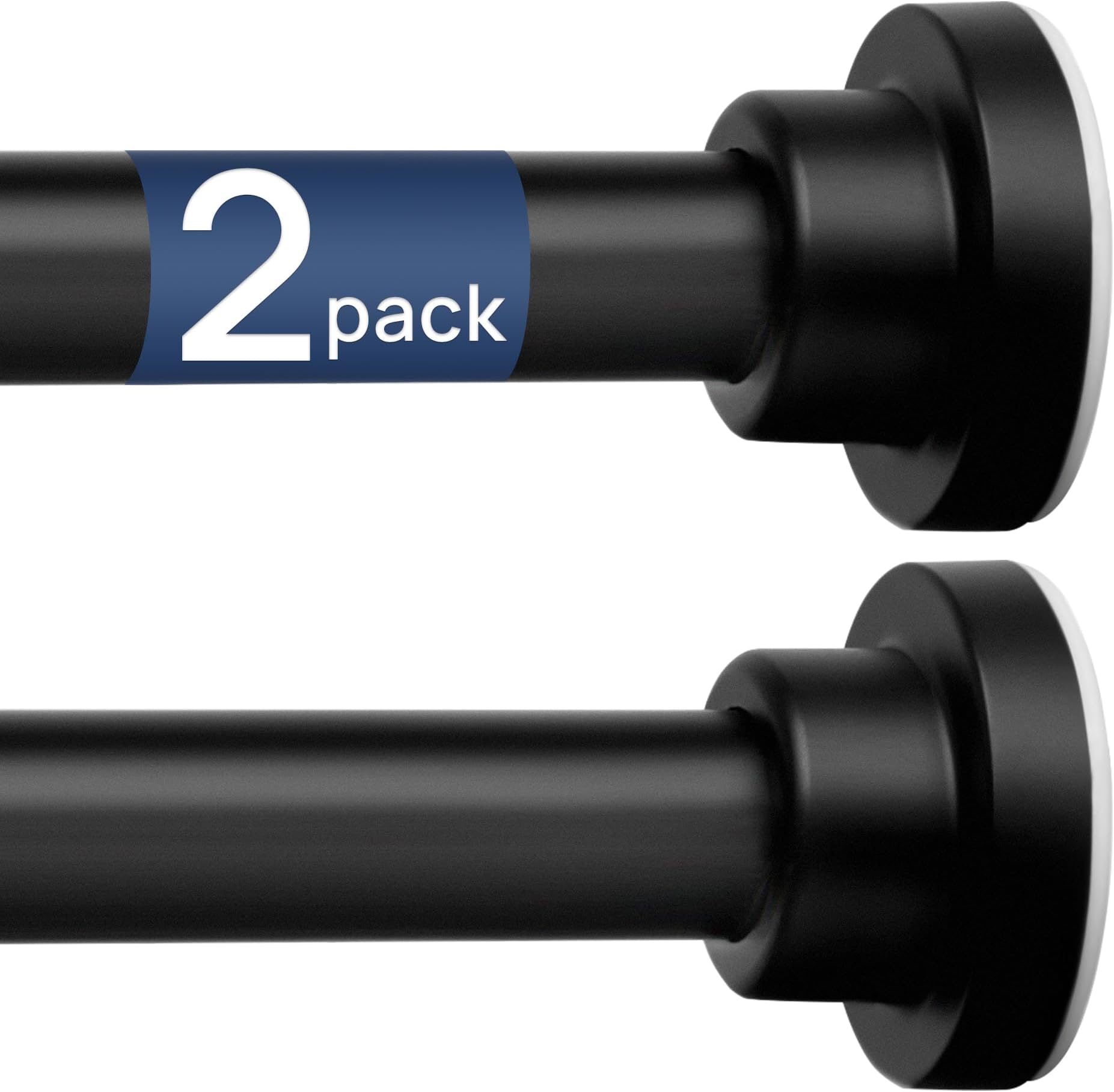 ENJOYBASICS 2 Pack Adjustable Spring Tension Curtain Rods 32 to 66 Inches, Stainless Steel Matte Black Shower Rod No Drilling for Window, Bathroom, Closet, Room Divider, 7/8" Diameter