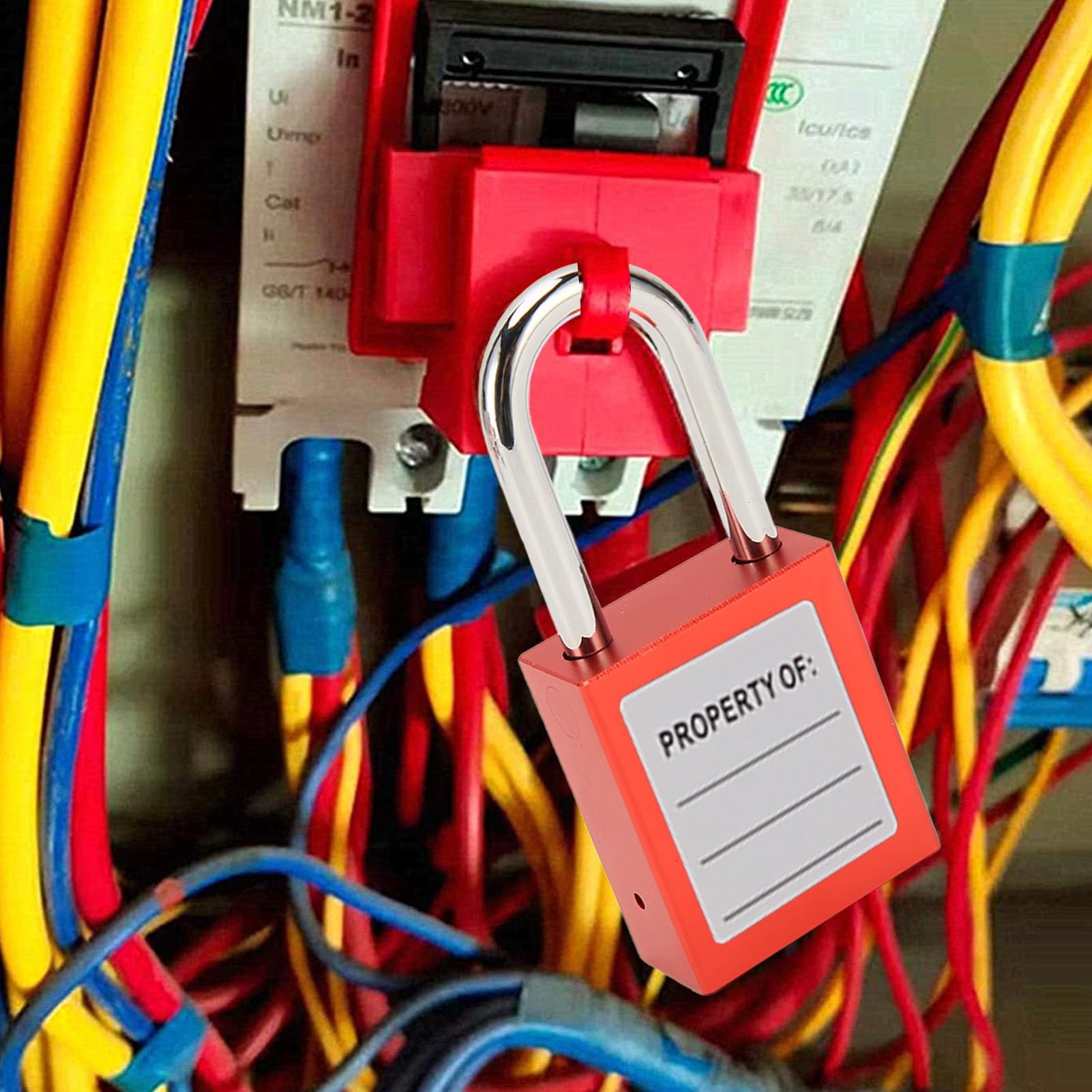 Qqmora Estación de Bloqueo y Etiquetado Estación de Bloqueo y Etiquetado Placa de LOTO PC Tablero de Administración de de Seguridad Amarillo Montado en la Pared con