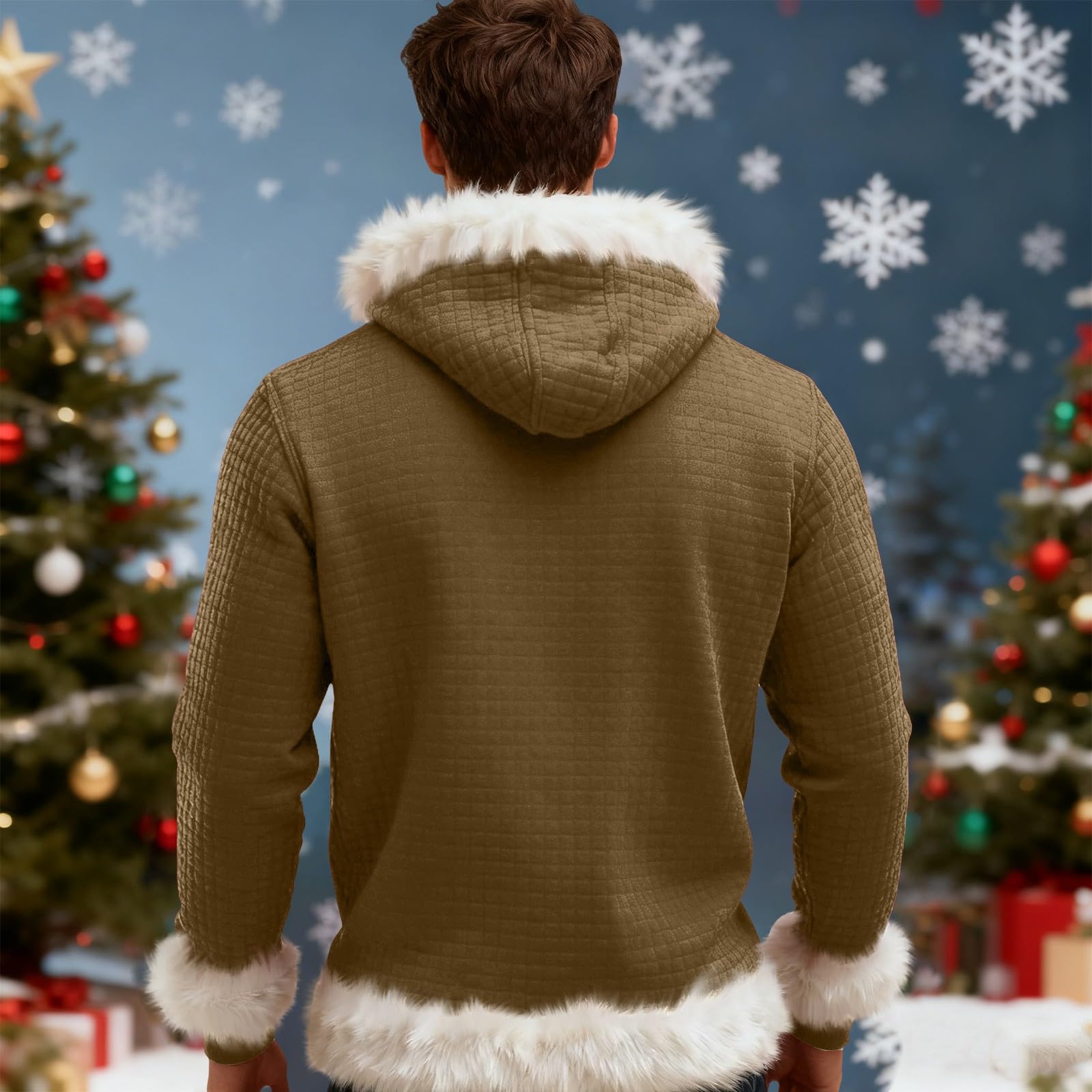 Chaqueta Verano Hombre Sudadera con Capucha De Forro, Estilo Oversize, Tallas Grandes, Manga Larga, Casual, Ideal para Invierno. L (Khaki, S) Camisa Sin Mangas Ropa Cortavientos